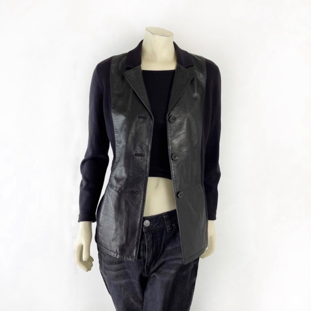 Anne Klein vintage leather black jacket size M - Picture 2 of 8